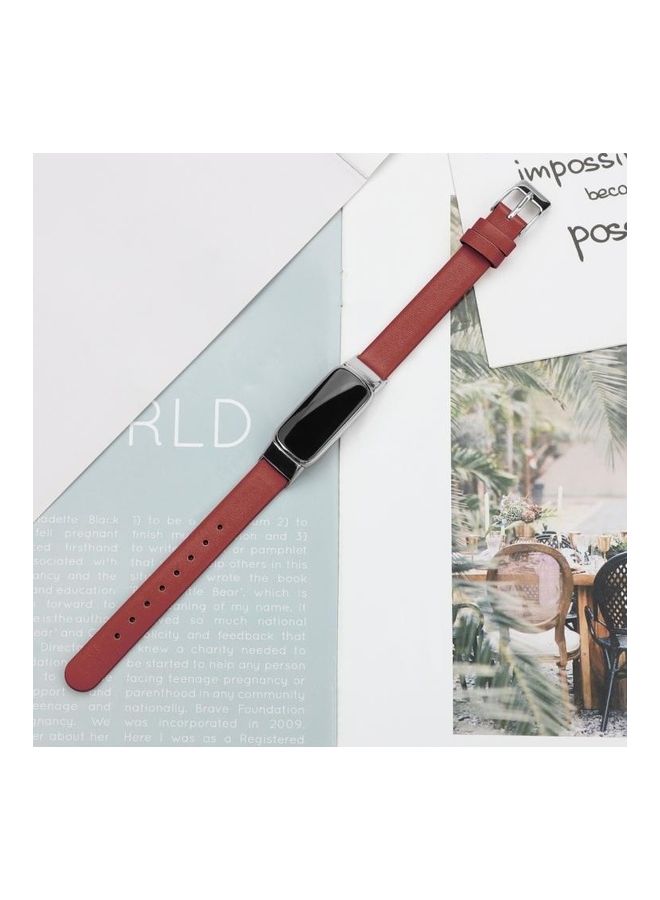 NIBEMINENT Leather Replacement Strap Watchband For Fitbit Luxe Red - Image 4