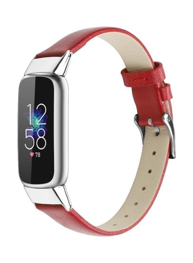 NIBEMINENT Leather Replacement Strap Watchband For Fitbit Luxe Red - Image 3