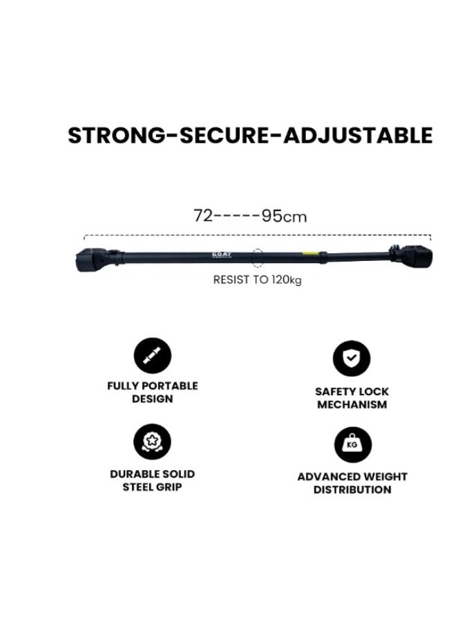 جوت  عقلة رياضية للباب من G.O.A.T | فولاذ | مانعة للانزلاق | تتحمل وزن أقصى 120 كجم | متينة | أسود - Image 3