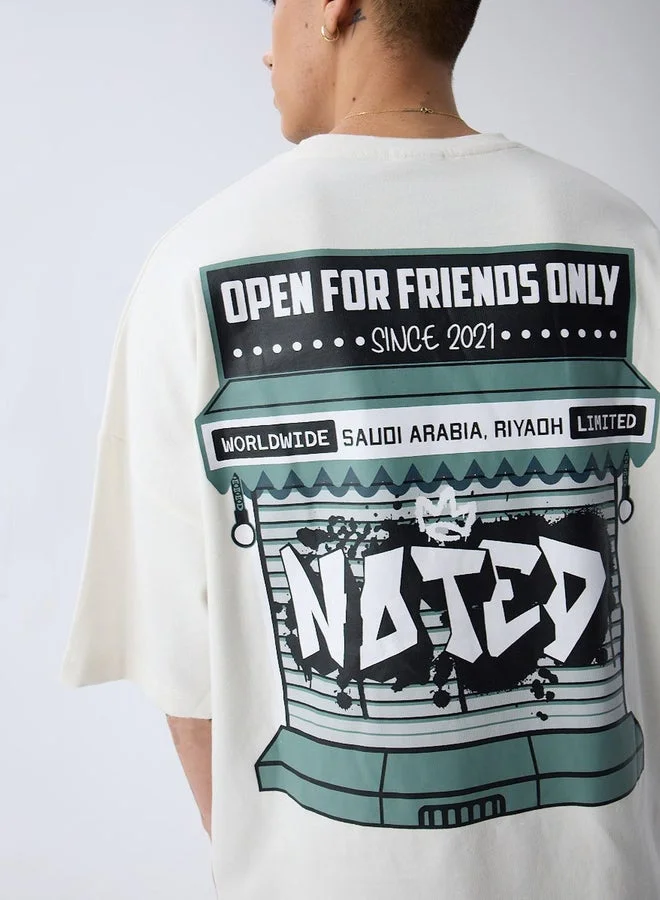 Take Two White White Graphic Print Oversized T-Shirt By Noted for Men | Best Price UAE