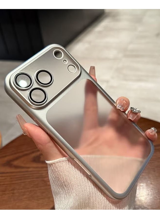 iPhone 17 Pro Max Case, Frosted Electroplated PC, Drop-Proof & Full Camera Lens Protection, Ultra-slim, Silver - Image 1