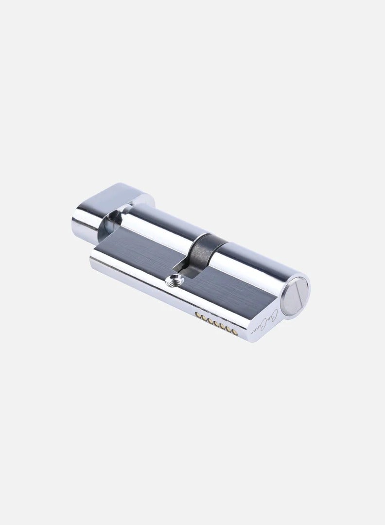 CINCINNO Premium 70mm Full Brass Bathroom Door Cylinder Lock with Knob & Coin Turn – Privacy Thumb Turn Lock with 5-Year Warranty, Anti-Rust Euro Cylinder, Silent Lock – (Chrome Plated) 