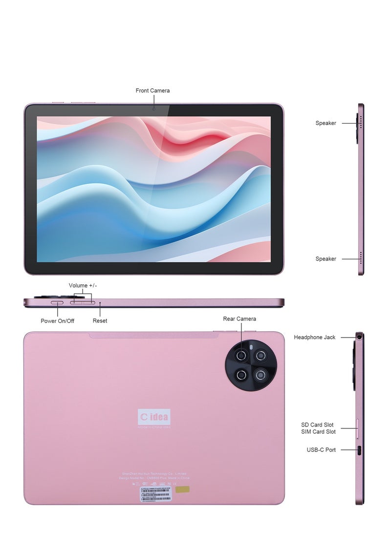 C idea 10.1-Inches Tablet, Android Tab, 5G Tablet Dual SIM 8GB RAM 1TB, 10000mAh Battery With Bluetooth Keyboard, Mouse And Speaker CM8800plus - Pink - Image 4