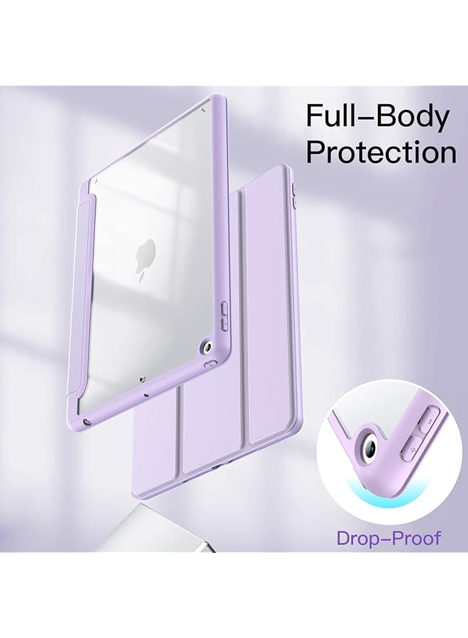 Jetech Case For Ipad 10.2-Inch 9Th 8Th 7Th Generation 2021 2020 2019 With Pencil Holder Clear Transparent Back Shell Slim Stand Shockproof Tablet Cover Auto Wake Sleep Light Purple - Image 4