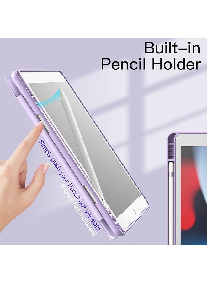 Jetech Case For Ipad 10.2-Inch 9Th 8Th 7Th Generation 2021 2020 2019 With Pencil Holder Clear Transparent Back Shell Slim Stand Shockproof Tablet Cover Auto Wake Sleep Light Purple - Image 5