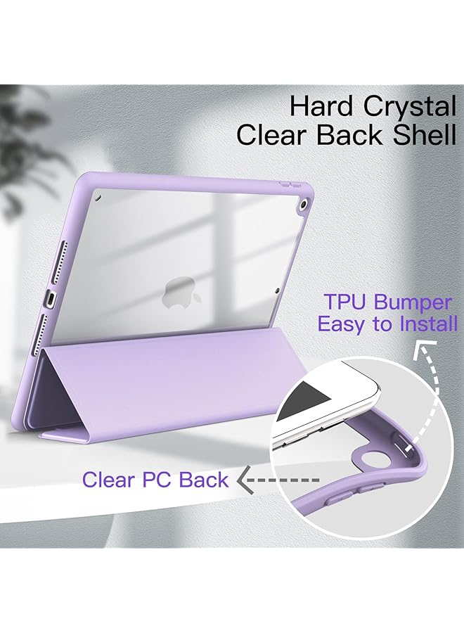 Jetech Case For Ipad 10.2-Inch 9Th 8Th 7Th Generation 2021 2020 2019 With Pencil Holder Clear Transparent Back Shell Slim Stand Shockproof Tablet Cover Auto Wake Sleep Light Purple - Image 3