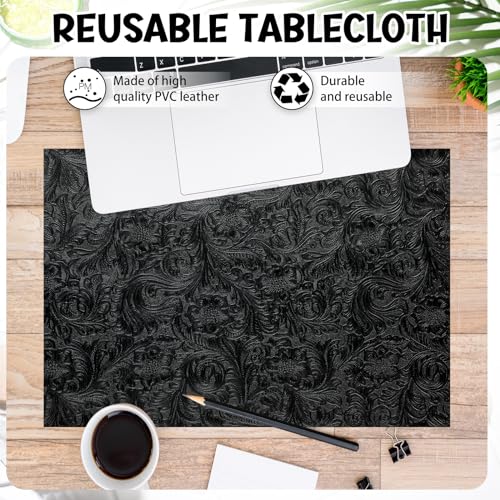 Locmeo 73'' x 55'' Tooled Faux Leather Sheets Vintage Floral Embossed Faux Leather Fabric Individual 2 Yard Cut Upholstery Flower Textured Synthetic Leather Material for DIY Crafts Making Sewing - Image 4