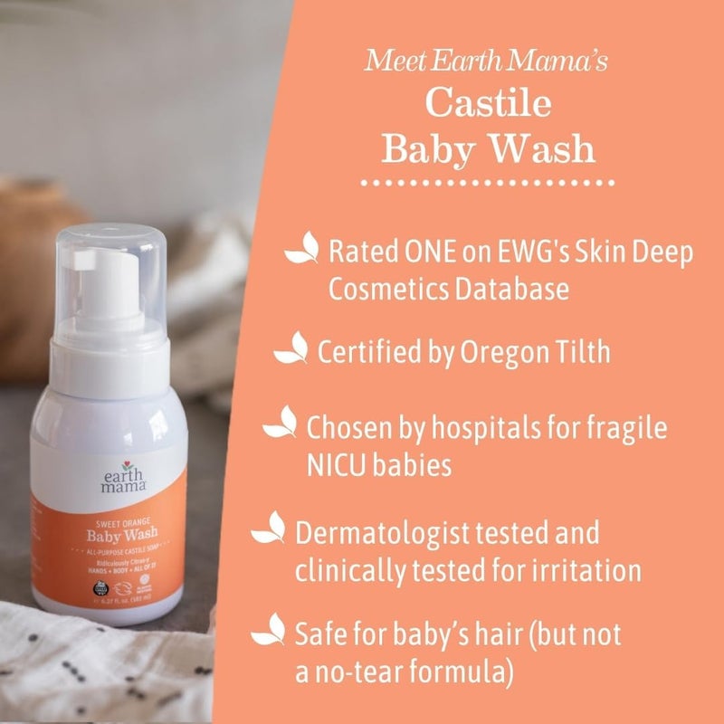 Earth Mama Sweet Orange Baby Liquid Wash Foaming Hand Soap, Organic All Purpose Body Wash for Sensitive Skin, Castile Soap with Coconut Oil, Shea Butter, Calendula, & Aloe, (Packaging May Vary) Long term heavy use compatible - Image 4