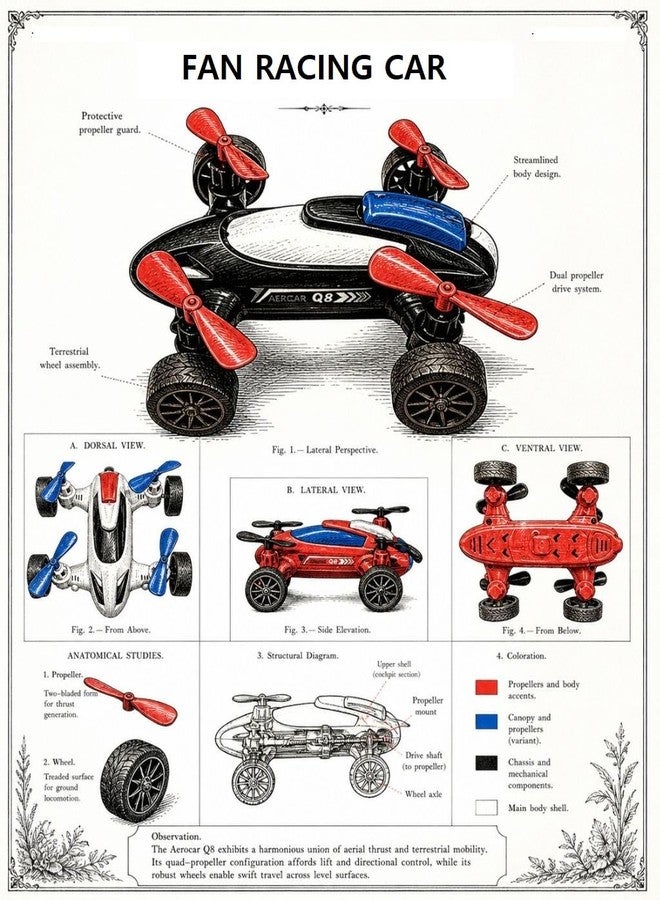 ZOKCY® (Pack of 2 Pcs) Fan Racing Car Toy for Kids/Plastic/Fan Spinning Car Toy for/Movable Fan Racing Playing Indoor & Outdoor Toy for Kids - Image 2