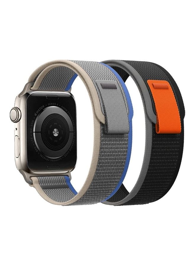 مارجون 2 حزمة لساعة Apple Watch Trail Band 49 مم 45 مم 44 مم 42 مم حزام رياضي منسوج من النايلون لسلسلة iWatch Ultra/8/7/SE/6/5/4/3/2/1 رمادي داكن/أسود رمادي داكن/ أسود - Image 1