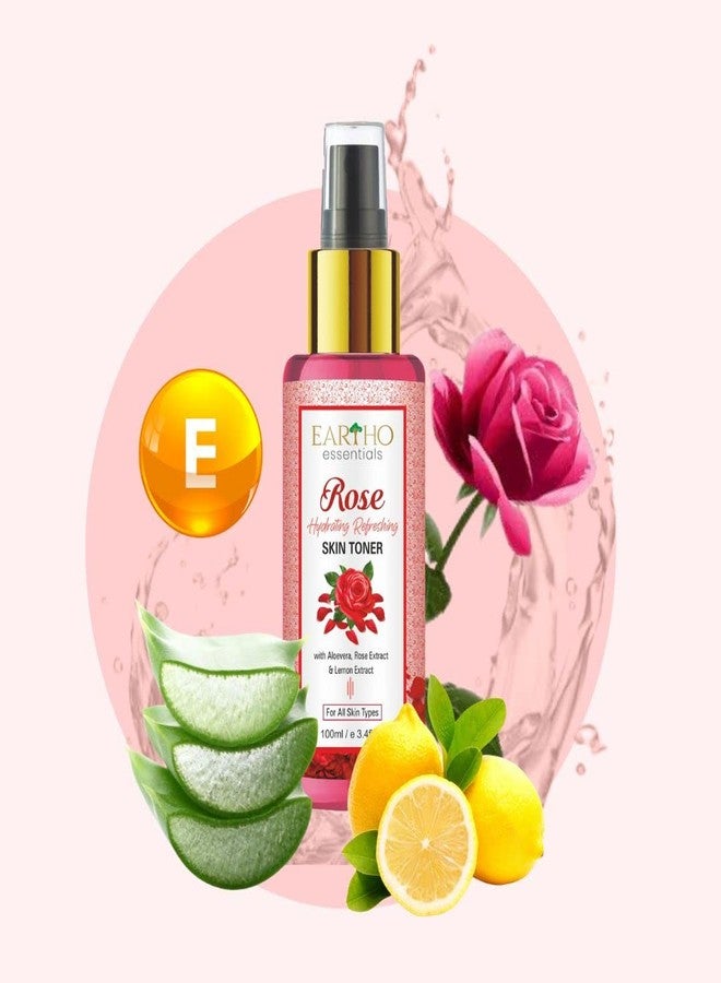Eartho Essentials Rose Hydrating Refreshing Toner with Rose Ark, Aloevera and Lemon Extract 100ml - Image 3