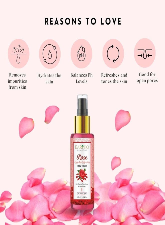 Eartho Essentials Rose Hydrating Refreshing Toner with Rose Ark, Aloevera and Lemon Extract 100ml - Image 4