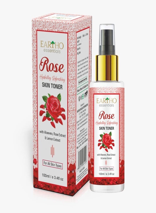 Eartho Essentials Rose Hydrating Refreshing Toner with Rose Ark, Aloevera and Lemon Extract 100ml - Image 1