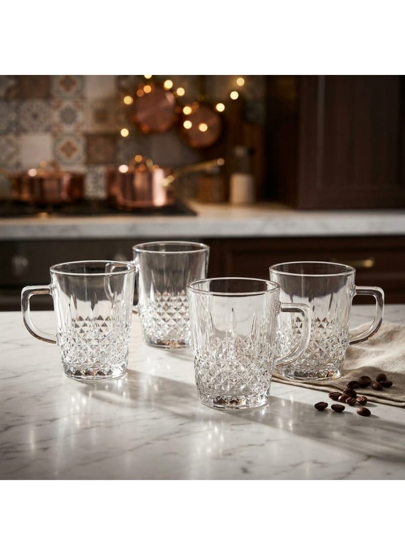 Blinkmax Set of 6 Heat Resistant Glass Mugs, Ergonomic Handle, Dishwasher and Microwave Safe, for Hot Drinks and Coffee - Transparent - Image 2