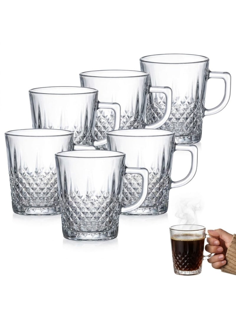 Blinkmax Set of 6 Heat Resistant Glass Mugs, Ergonomic Handle, Dishwasher and Microwave Safe, for Hot Drinks and Coffee - Transparent - Image 5
