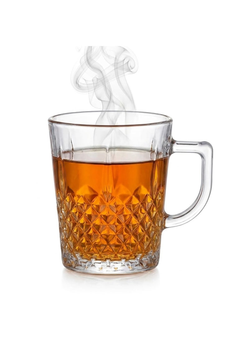 Blinkmax Set of 6 Heat Resistant Glass Mugs, Ergonomic Handle, Dishwasher and Microwave Safe, for Hot Drinks and Coffee - Transparent - Image 3
