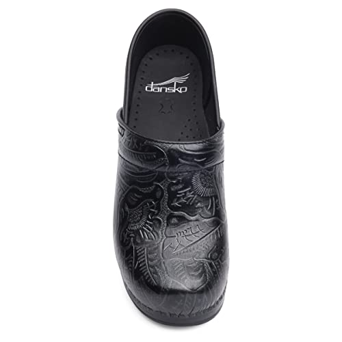 Dansko Women’s Professional Slip-On Clogs –Rocker Sole and Arch Support for Comfort-Ideal for Nursing, Food Service, Healthcare Black Tooled 10.5-11 M US - Image 2