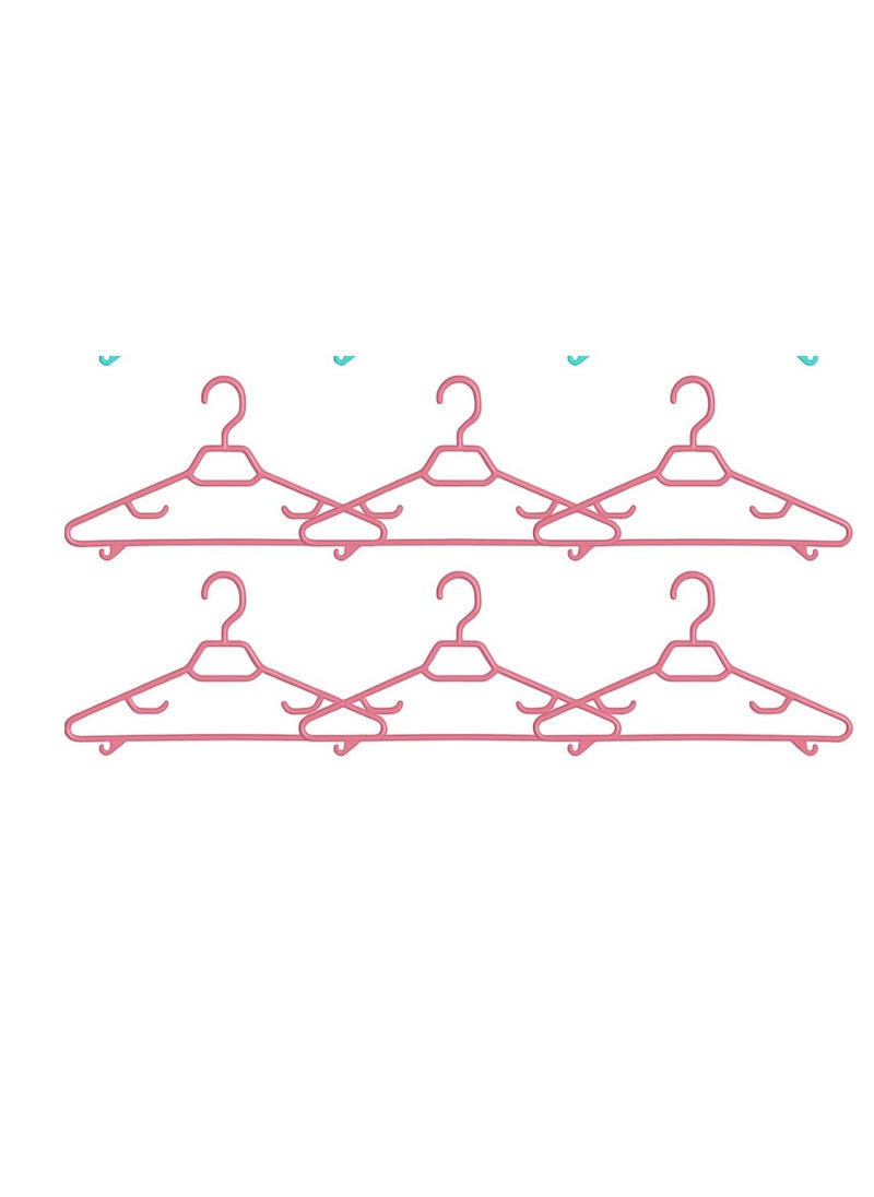 6-Piece Non-Slip Plastic Clothes Hanger Set - Multicolor - Code 680