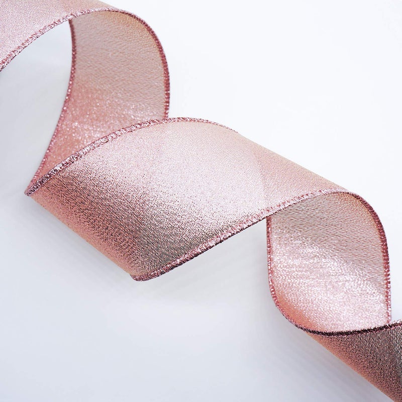 CT CRAFT LLC Metallic Diamond Wired Ribbon 2.5" x 10 Yards Rose Gold for Christmas Home Decor Bow Gift Wrapping DIY Crafts Wreath Garland Wedding - Image 5
