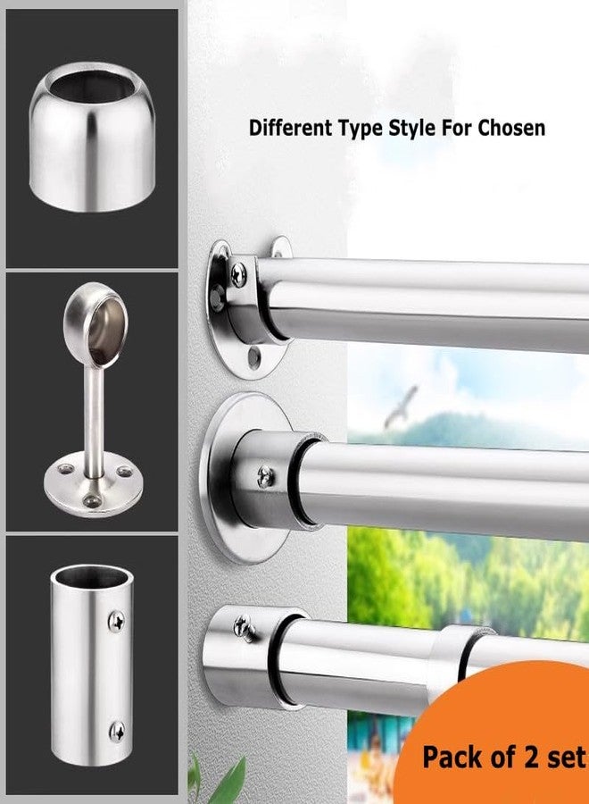 Shozafia 2 Pcs Shower Curtain Rod Mount Holder, Stainless Steel Mount Pipe Bracket for Wall, Pipe Base Pole Sockets Flange Rod Holder Brackets (φ22mm,Opening Style) - Image 5
