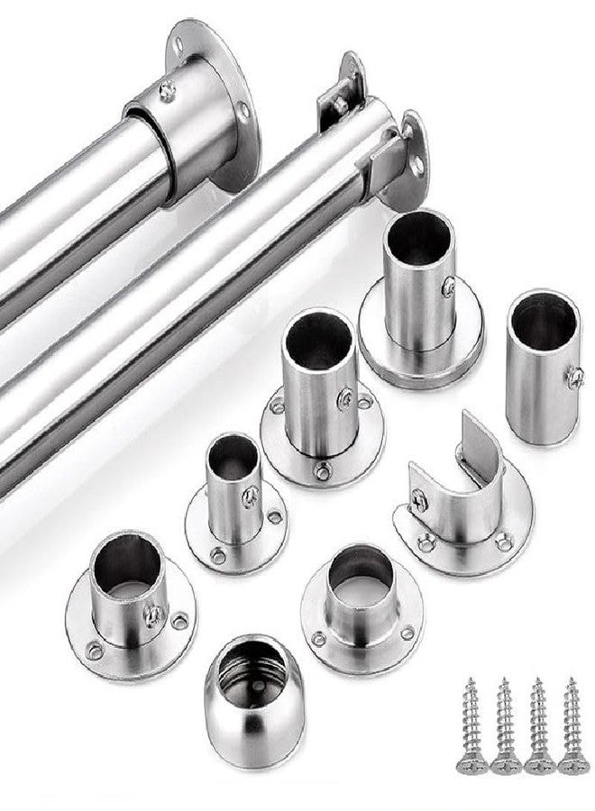 Shozafia 2 Pcs Shower Curtain Rod Mount Holder, Stainless Steel Mount Pipe Bracket for Wall, Pipe Base Pole Sockets Flange Rod Holder Brackets (φ22mm,Opening Style) - Image 3