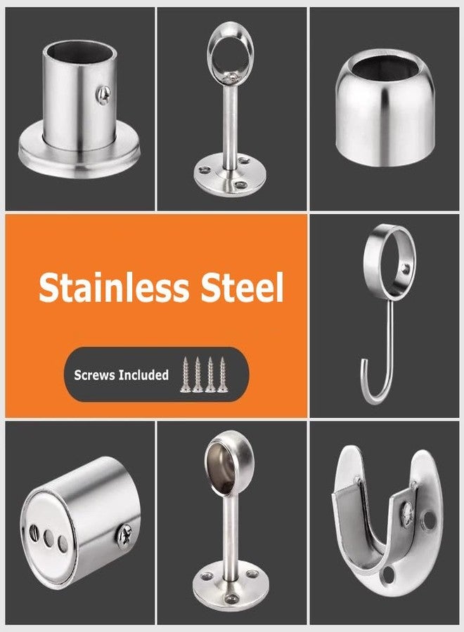 Shozafia 2 Pcs Shower Curtain Rod Mount Holder, Stainless Steel Mount Pipe Bracket for Wall, Pipe Base Pole Sockets Flange Rod Holder Brackets (φ22mm,Opening Style) - Image 4