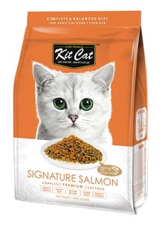 Kit Cat Cat Food Dry For Adult Cats Salmon Flavor - 1.2kg -  Cat Dry Food Complete Nutrition with Omega And Taurine - Supports Skin & Digestive Health - High-Quality Dry Food for Adult Cats  - Image 1