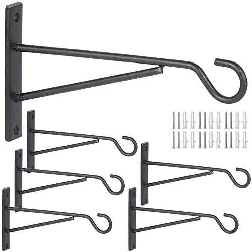 Eyrosa 8" Hanging Plant Hooks, 6 Pack Hanging Basket Bracket Wall Hooks, Plant Hangers Outdoor for Fence, Lantern,Wind Chime - Image 1