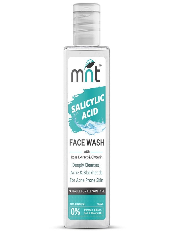 MNT 2% Salicylic Acid Face Wash with Rose Extract & Glycerin for Deep Cleansing, Blackheads & Acne Prone Skin, 100 ml - Image 1