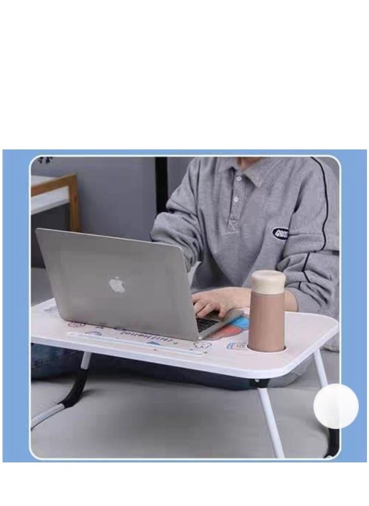 Generic - Portable Laptop Table with Foldable Legs, Tablet and Notebook Holder and Cup Slot, Multi-Purpose, Suitable for Reading and Eating - Image 1
