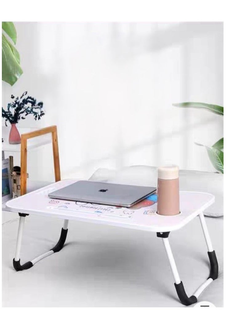 Generic - Portable Laptop Table with Foldable Legs, Tablet and Notebook Holder and Cup Slot, Multi-Purpose, Suitable for Reading and Eating - Image 1
