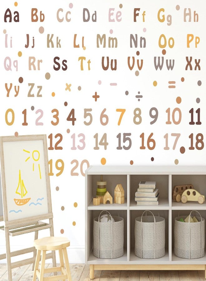 THEYGE Boho Alphabet Wall Decals Neutral Number Wall Decals Peel and Stick Watercolor Letter Decal ABC Wall Stickers Removable Educational Learning Wall Stickers for Kids Room Playroom Classroom Decor - Image 2