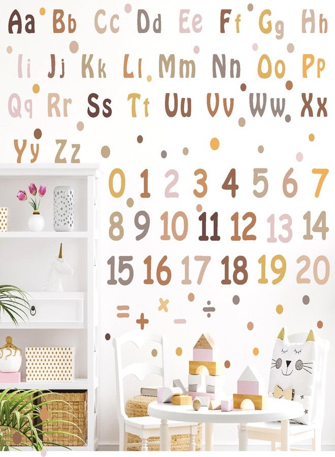 THEYGE Boho Alphabet Wall Decals Neutral Number Wall Decals Peel and Stick Watercolor Letter Decal ABC Wall Stickers Removable Educational Learning Wall Stickers for Kids Room Playroom Classroom Decor - Image 1