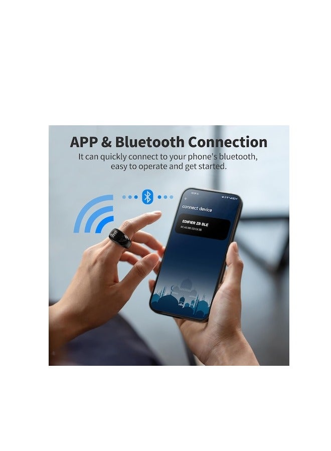 Smart Tasbih Counter Ring – Rechargeable Zikr Ring with LED Display, Vibrating Alerts for Dikr Tracking, Muslim Prayer Reminder, Waterproof, 3 Sizes (18mm, 20mm, 22mm), Bluetooth Sync with E-Zikr App - Image 3