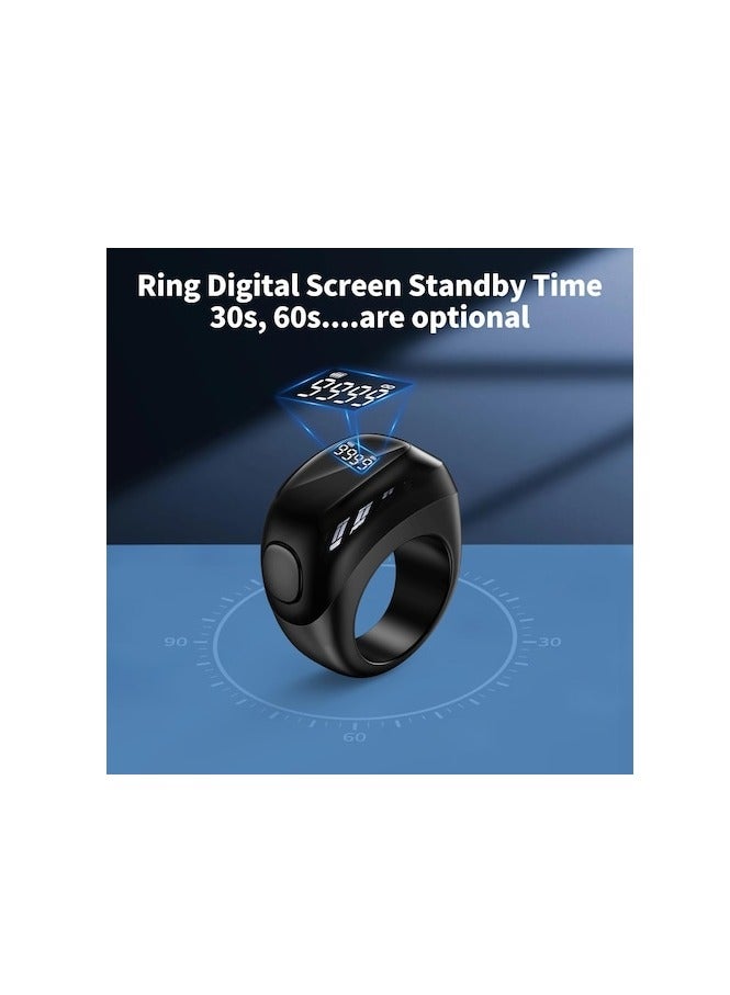 Smart Tasbih Counter Ring – Rechargeable Zikr Ring with LED Display, Vibrating Alerts for Dikr Tracking, Muslim Prayer Reminder, Waterproof, 3 Sizes (18mm, 20mm, 22mm), Bluetooth Sync with E-Zikr App - Image 4