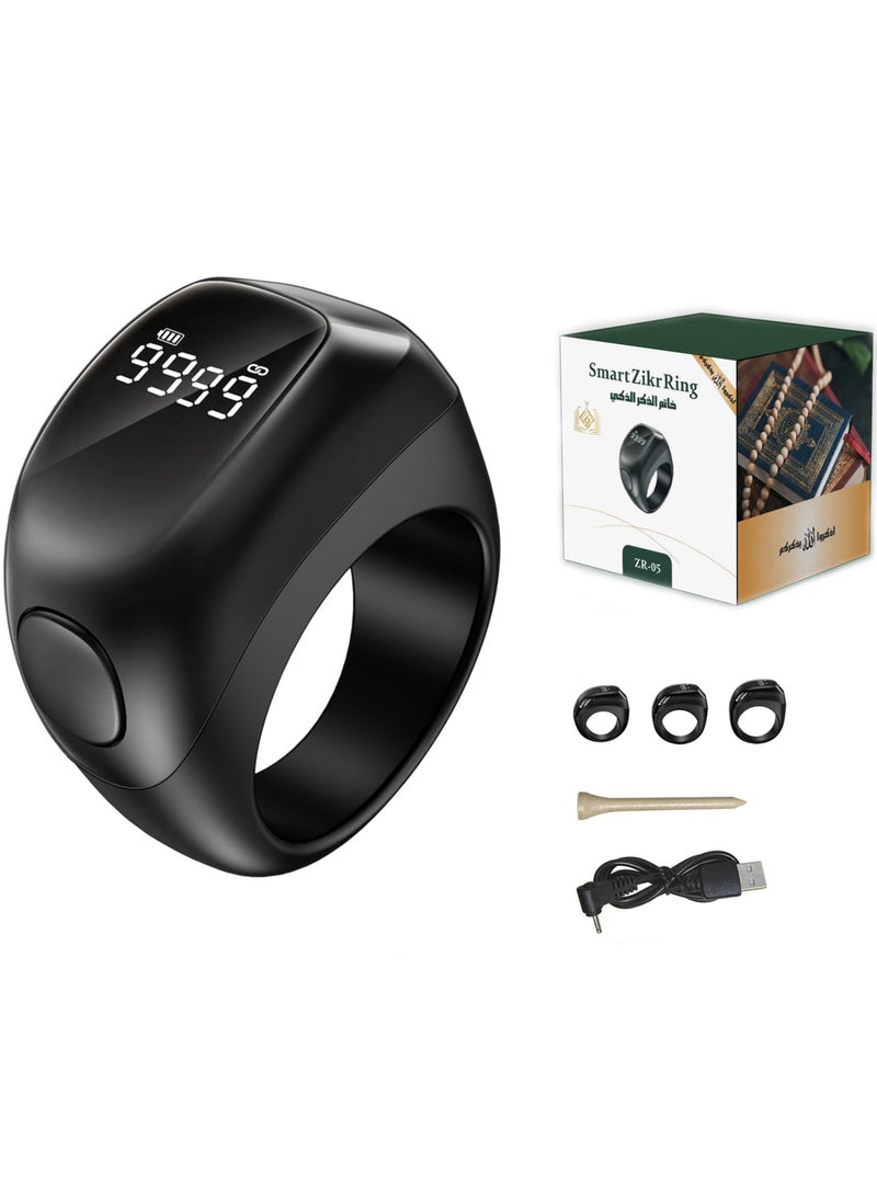 Smart Tasbih Counter Ring – Rechargeable Zikr Ring with LED Display, Vibrating Alerts for Dikr Tracking, Muslim Prayer Reminder, Waterproof, 3 Sizes (18mm, 20mm, 22mm), Bluetooth Sync with E-Zikr App - Image 1