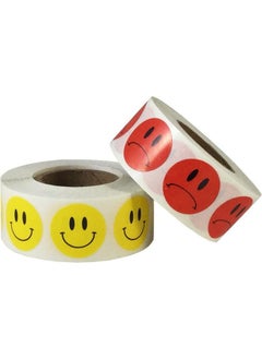 InStockLabels.com Smiley Happy Face and Sad Frowney Unhappy Face Stickers Combo Pack 1,000 Total Labels 3/4" Inch Round  - Image 2
