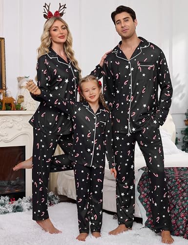 iClosam Christmas Family Matching Pajamas Set Long Sleeve Button Down Pjs Festival Party Sleepwear for Women Men - Image 3