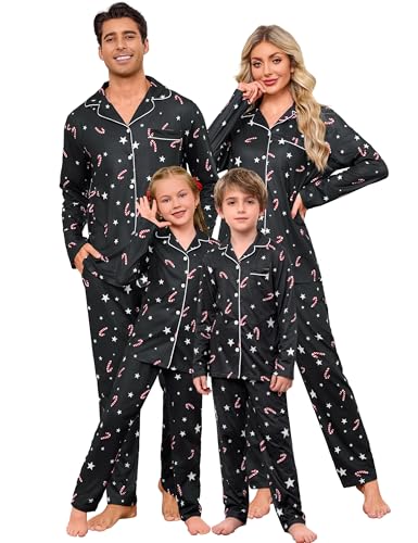 iClosam Christmas Family Matching Pajamas Set Long Sleeve Button Down Pjs Festival Party Sleepwear for Women Men - Image 1