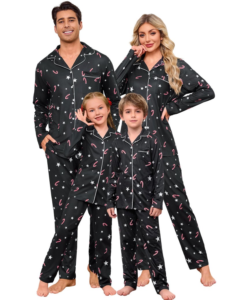 iClosam Christmas Family Matching Pajamas Set Long Sleeve Button Down Pjs Festival Party Sleepwear for Women Men - Image 2