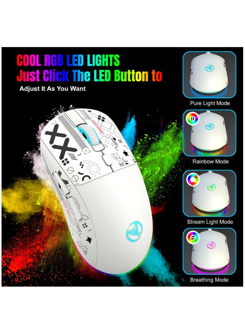 HXSJ T90 Wireless Gaming Mouse – Tri-Mode (Wired, 2.4GHz, BT5.3) – 3600 DPI Adjustable – 650mAh Rechargeable Battery – RGB Lighting (6 Modes) – Ultra-Light – Silent Switches – Type-C Fast Charging – - Image 5