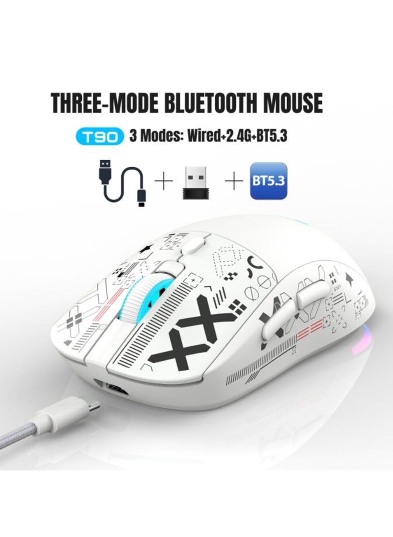 HXSJ T90 Wireless Gaming Mouse – Tri-Mode (Wired, 2.4GHz, BT5.3) – 3600 DPI Adjustable – 650mAh Rechargeable Battery – RGB Lighting (6 Modes) – Ultra-Light – Silent Switches – Type-C Fast Charging – - Image 2