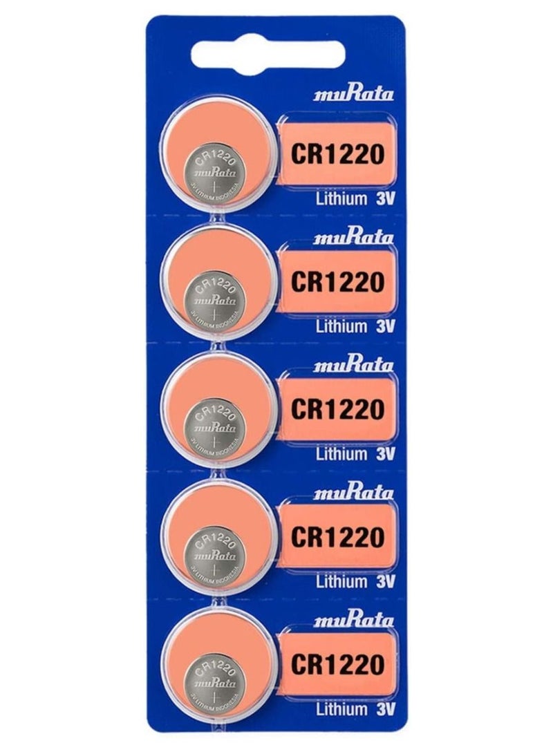CR1220 Lithium 3V Coin Cell 5 Batteries Made in Japan