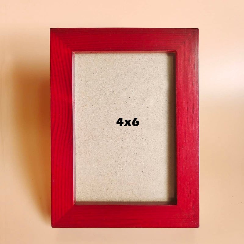 KELE MODEL 4x6 Picture Frames RED Solid Wood Frame  Plastic Panel (Film Needs to be Removed) Table or Wall.Front Window Opening 3.5x5.5 inch. - Image 1