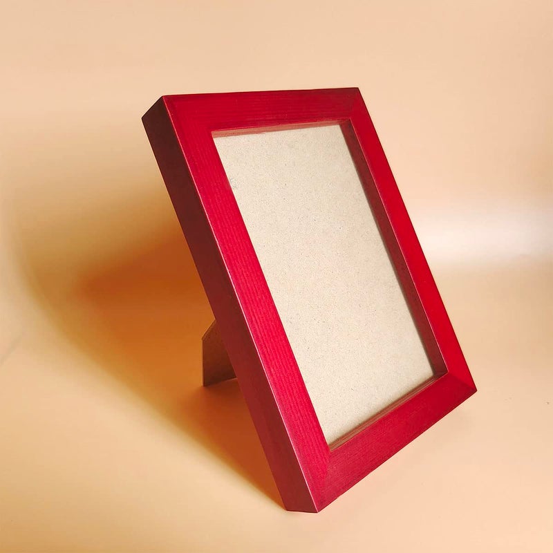 KELE MODEL 4x6 Picture Frames RED Solid Wood Frame  Plastic Panel (Film Needs to be Removed) Table or Wall.Front Window Opening 3.5x5.5 inch. - Image 2