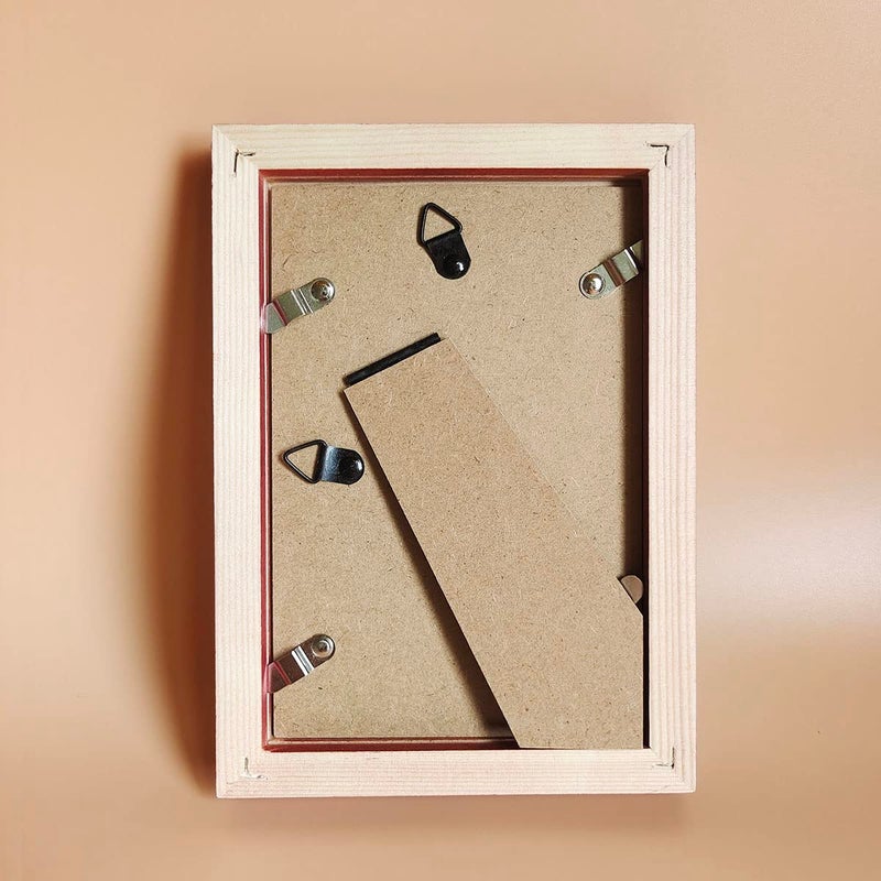 KELE MODEL 4x6 Picture Frames RED Solid Wood Frame  Plastic Panel (Film Needs to be Removed) Table or Wall.Front Window Opening 3.5x5.5 inch. - Image 5