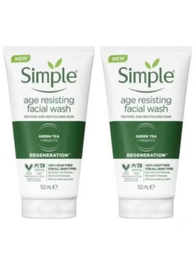 simple 2pcs of Simple Age Renewing Facial Wash, 150 ml - Image 1