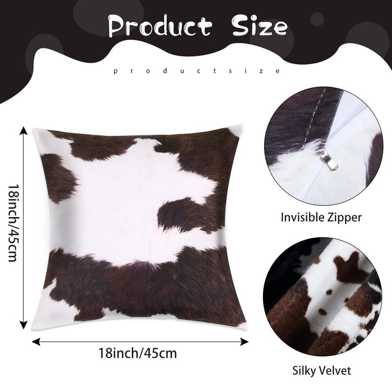 Remagr 3 Pcs Winter Cow Print Rug and Cowhide Pillowcase Set 3.6x2.5ft Faux Cowhide Area Carpet Faux Hide Rug Print Pillows for Living Room Bedroom Office Western Decor - Image 3