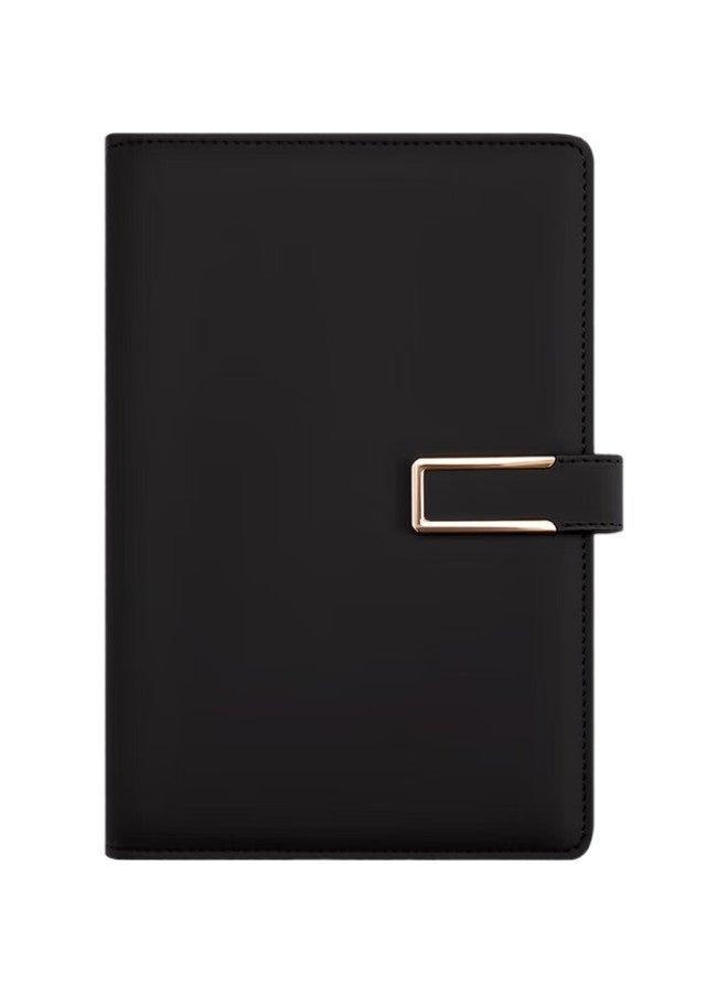 Jiaran Heng Business Notebook A5 Thickened With Buckle, Leather Cover, Stationery, High-Quality Diary, Work Log, Office Meeting Record Book, Customizable, Black