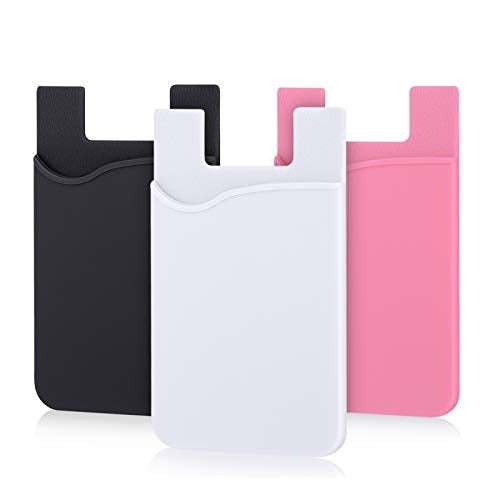 Pofesun 3 Pack Silicone Adhesive Card Holder for Back of Phone, Stick on Wallet Pocket Credit Card Pouch Sleeve Compatible for iPhone 17 16 15 14 13 12 Pro Max,iPad,Samsung Galaxy,Tablet - Image 1